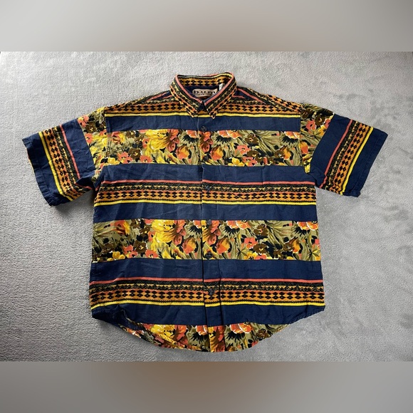 bum Equipment Shirt Top Tropical Hawaiian Button Floral Nepal Cotton Women’s XL - Picture 1 of 16